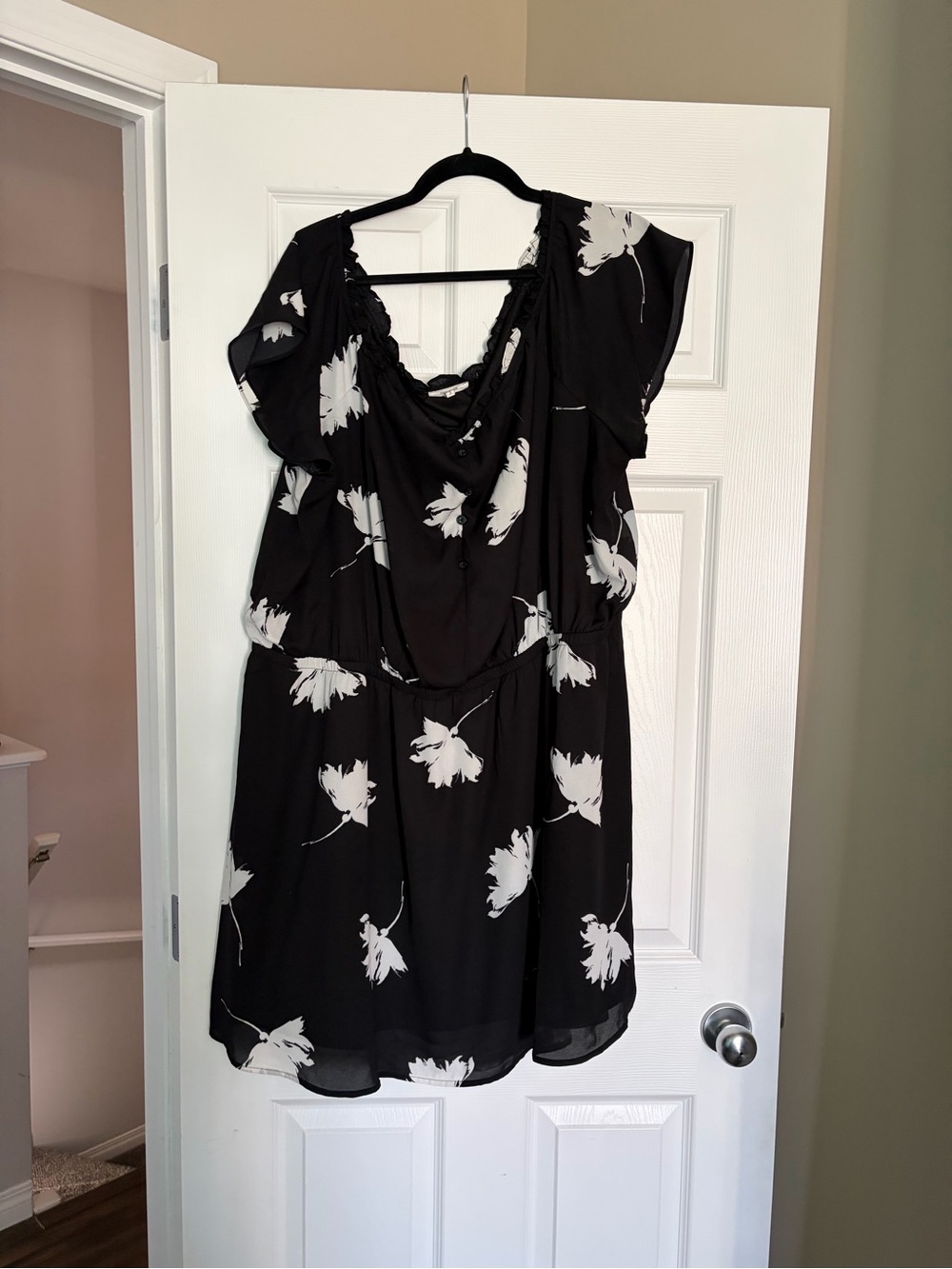 Maurices Black Dress with White Floral Print